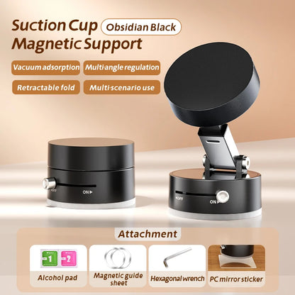 1PC Vacuum Magnetic Car Phone Mount 360 Rotating Suction Cup Holder, Strong Magnetic Grip Adjustable for Car, Gym, Mirror